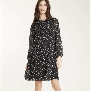 Pistache Georgette Pleated Dress in Dotted Print